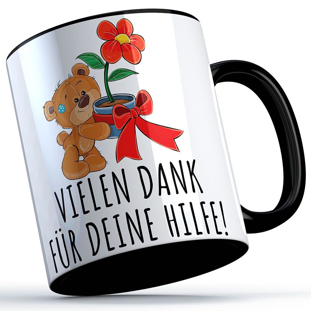 Vielen Dank für deine Hilfe Tasse (Bär mit Blume) süße Sprüchetasse (5 Varianten)