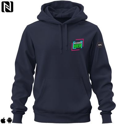NFC-Hoodie mit eigenem Firmenlogo und besticktem NFC-Chip (Digitale Visitenkarte) | Unisex