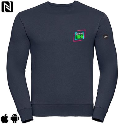 NFC-Sweatshirt mit eigenem Firmenlogo und besticktem NFC-Chip (Digitale Visitenkarte) | Unisex