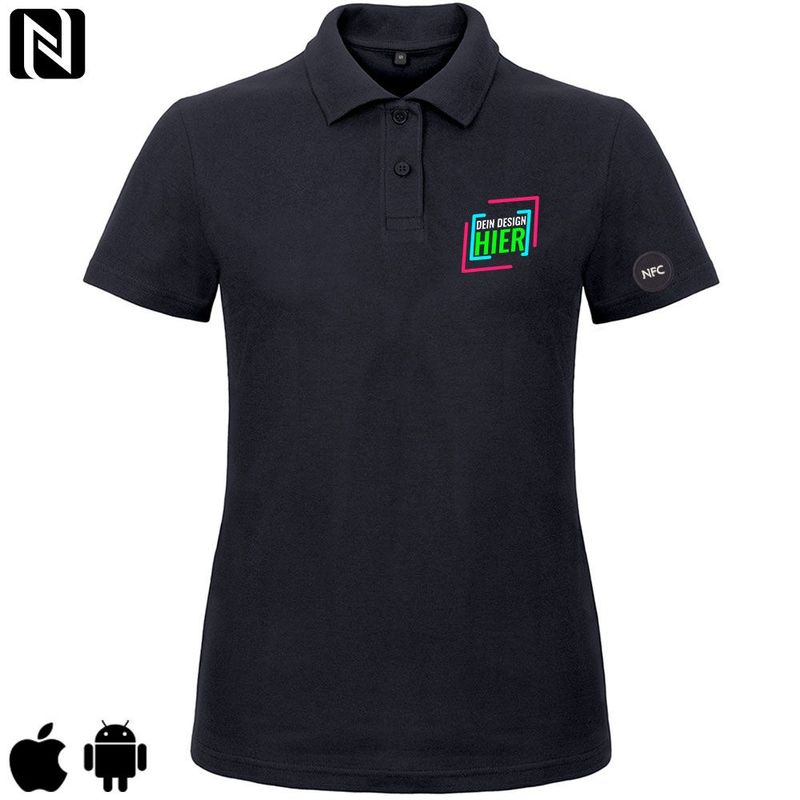 NFC-Poloshirt mit eigenem Firmenlogo und besticktem NFC-Chip (Digitale Visitenkarte) | Damen