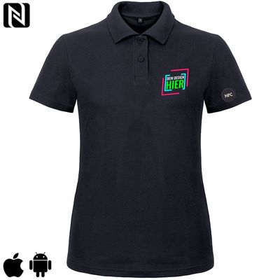NFC-Poloshirt mit eigenem Firmenlogo und besticktem NFC-Chip (Digitale Visitenkarte) | Damen