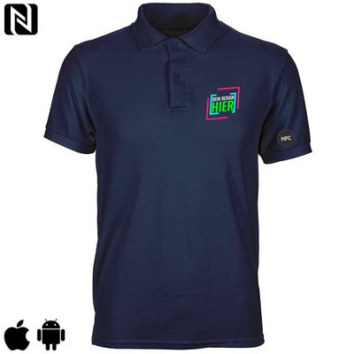 NFC-Poloshirt mit eigenem Firmenlogo und besticktem NFC-Chip (Digitale Visitenkarte) | Herren