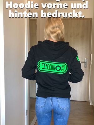 Quikflip© Technoclub Zip-Hoodie mit integriertem Festival-Bag (Unisex)