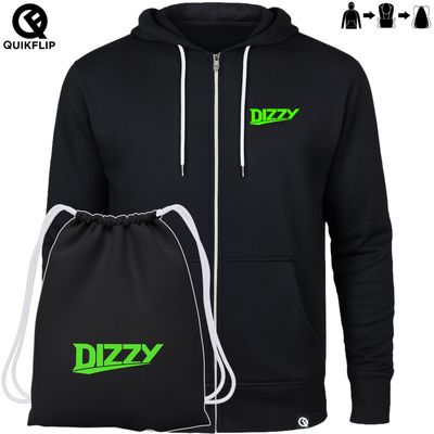 Quikflip© DJ Dizzy Zip-Hoodie mit integriertem Festival-Bag (Unisex)
