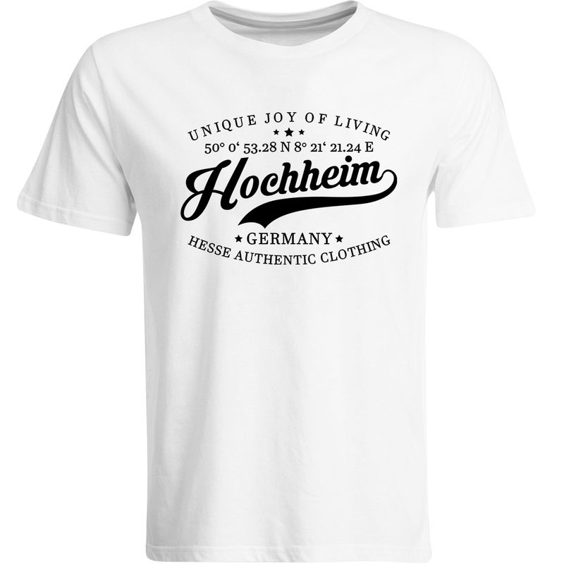 Hochheim T-Shirt mit GPS Koordinaten (Herren, Rundhals- oder V-Ausschnitt)
