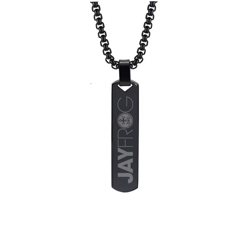 Halskette mit lasergraviertem Jay Frog Pendent aus Edelstahl (Barrenform / Anhänger hochpoliert)