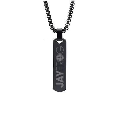 Halskette mit lasergraviertem Jay Frog Pendent aus Edelstahl (Barrenform / Anhänger hochpoliert)