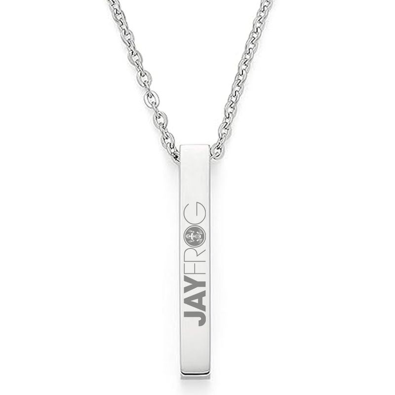 Halskette mit lasergraviertem Jay Frog Pendent aus Edelstahl / Vertikal-Anhänger hochpoliert
