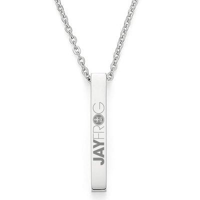 Halskette mit lasergraviertem Jay Frog Pendent aus Edelstahl / Vertikal-Anhänger hochpoliert