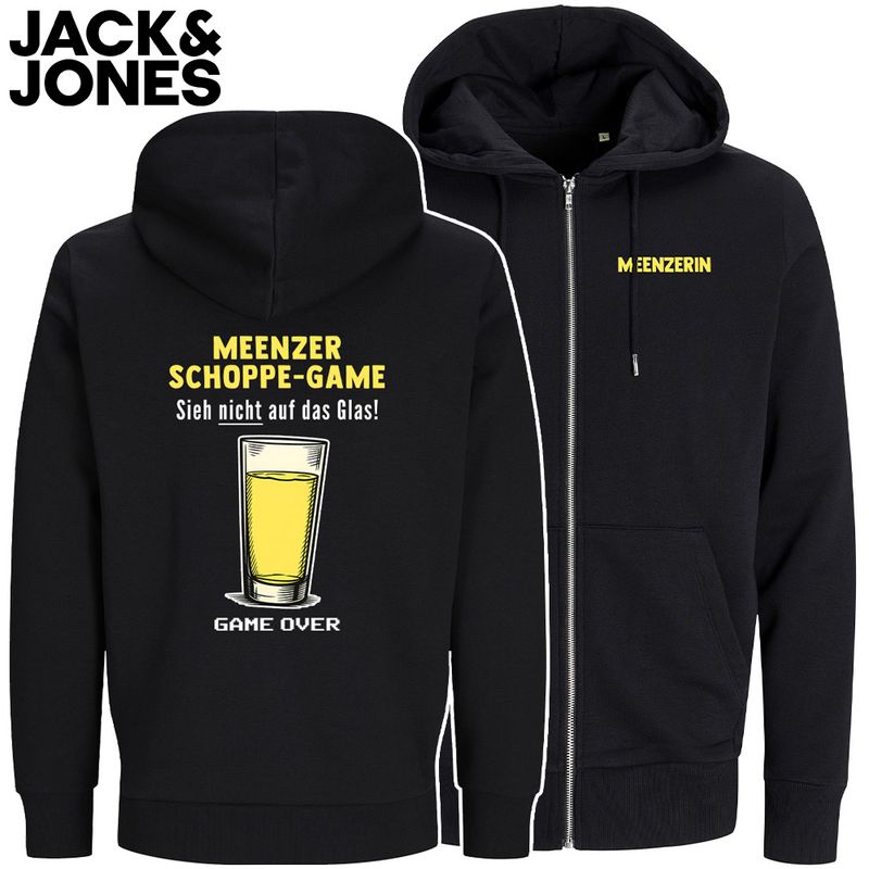 "Meenzer Schoppe-Game - Sieh nicht auf das Glas!" Reißverschlussjacke by Jack & Jones (Druck vorne: Meenzerin)