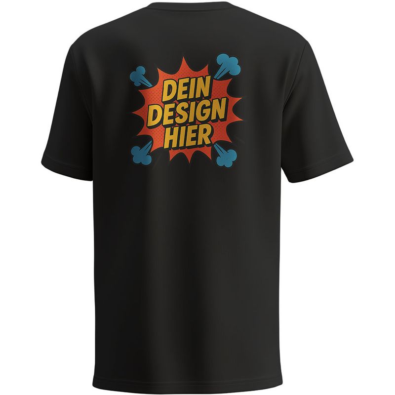 Herren T-Shirt mit Rundhalsausschnitt, Farbe Schwarz (Inkl. zwei Druckbereichen vorne und/oder hinten)