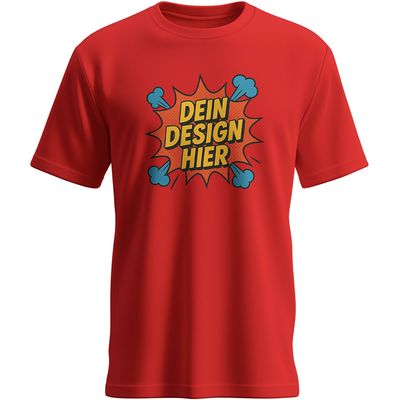 Herren T-Shirt mit Rundhalsausschnitt, Farbe Rot (Inkl. zwei Druckbereichen vorne und/oder hinten)