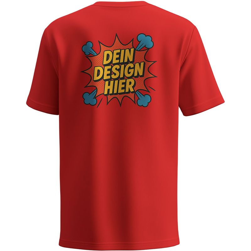 Herren T-Shirt mit Rundhalsausschnitt, Farbe Rot (Inkl. zwei Druckbereichen vorne und/oder hinten)