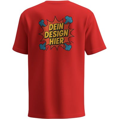 Herren T-Shirt mit Rundhalsausschnitt, Farbe Rot (Inkl. zwei Druckbereichen vorne und/oder hinten)