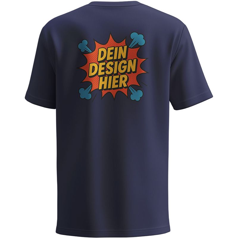 Herren T-Shirt mit Rundhalsausschnitt, Farbe Navy-Blau (Inkl. zwei Druckbereichen vorne und/oder hinten)