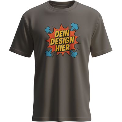 Herren T-Shirt mit Rundhalsausschnitt, Farbe Smoky-Grey (Inkl. zwei Druckbereichen vorne und/oder hinten)