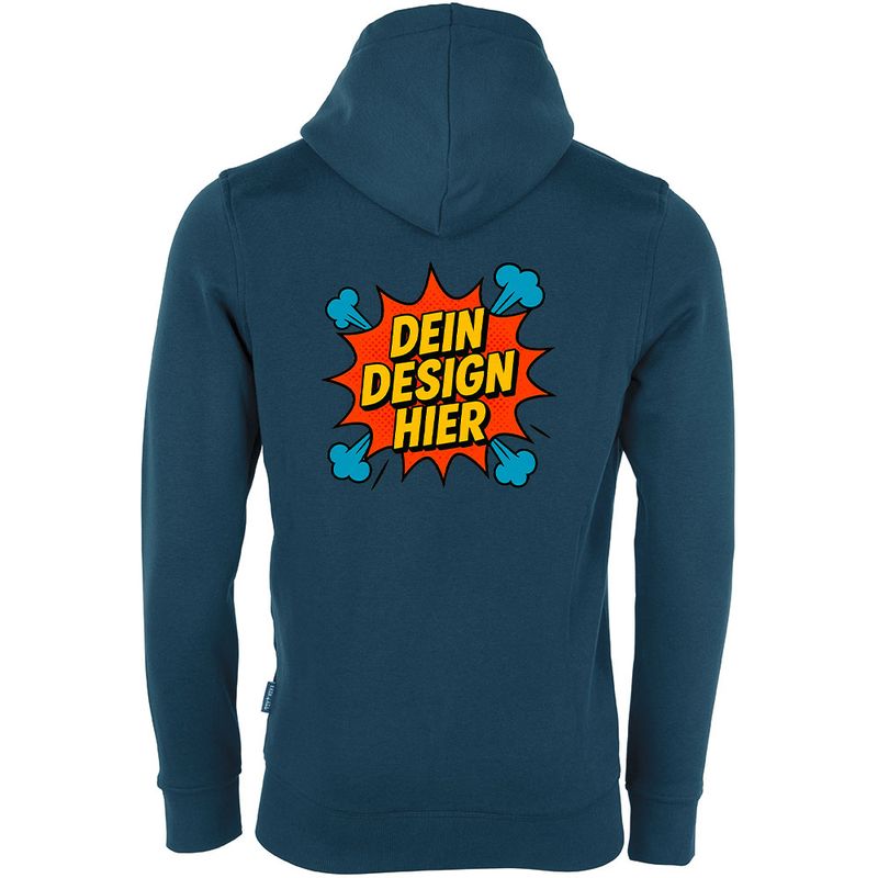 Luxury Reißverschlussjacke, Farbe Denim (Inkl. zwei Druckbereichen vorne und/oder hinten)