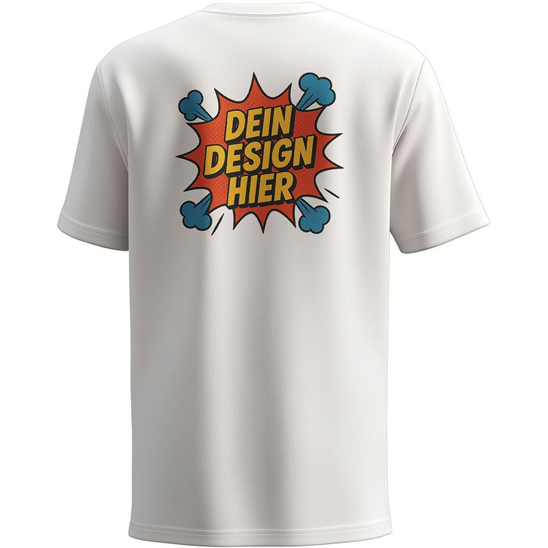 Herren T-Shirt mit Rundhalsausschnitt, Farbe Weiß (Inkl. zwei Druckbereichen vorne und/oder hinten)