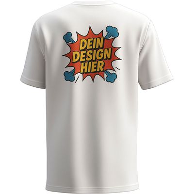 Herren T-Shirt mit Rundhalsausschnitt, Farbe Weiß (Inkl. zwei Druckbereichen vorne und/oder hinten)