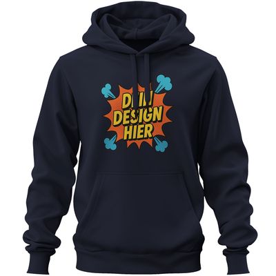 Premium Hoodie, Farbe Navy-Blau (Inkl. zwei Druckbereichen vorne und/oder hinten)