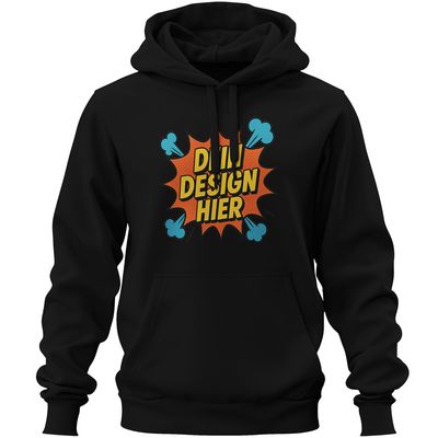 Premium Hoodie, Farbe Schwarz (Inkl. zwei Druckbereichen vorne und/oder hinten)