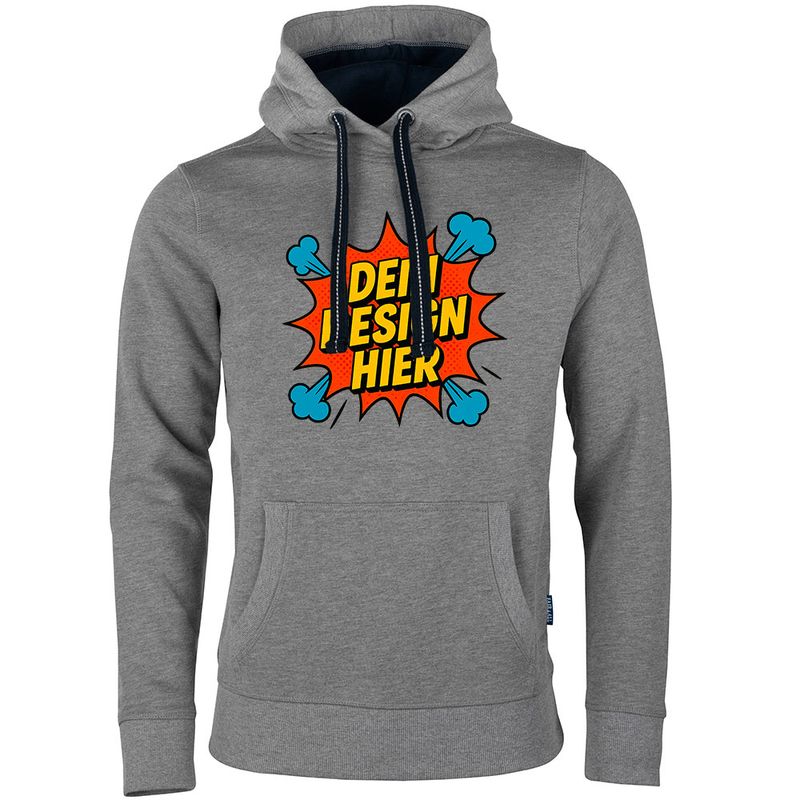 Luxury Hoodie, Farbe Grau (Inkl. zwei Druckbereichen vorne und/oder hinten)
