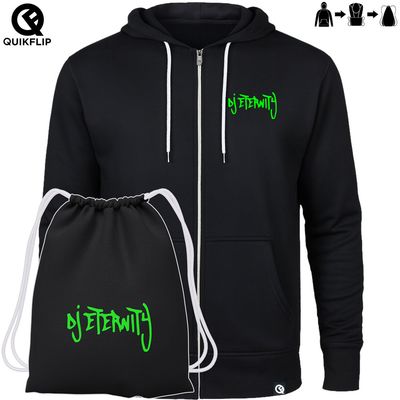 Quikflip© DJ Eternity Zip-Hoodie mit integriertem Festival-Bag (Unisex)