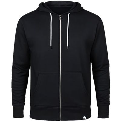 Zip-Hoodie, verwandelbar in Festival-Bag (Unisex) | by Quikflip© (Inkl. drei Druckbereichen), Farbe Schwarz