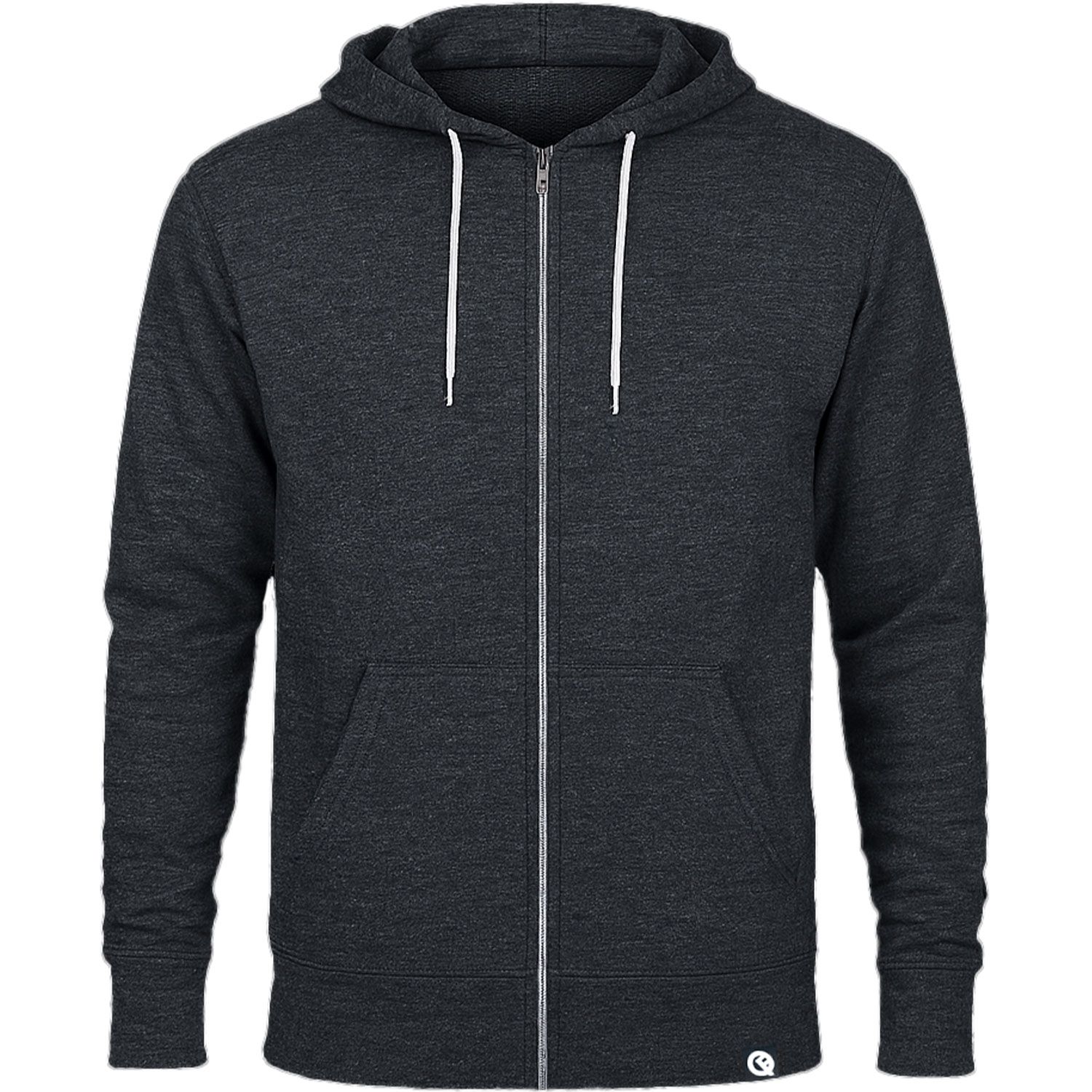 Zip-Hoodie, verwandelbar in Festival-Bag (Unisex) | by Quikflip© (Inkl. drei Druckbereichen), Farbe Charcoal