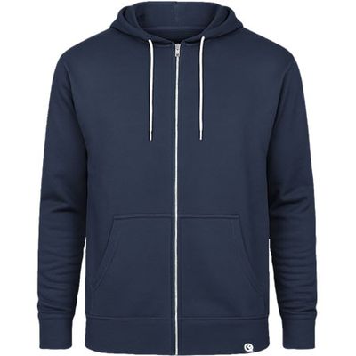 Zip-Hoodie, verwandelbar in Festival-Bag (Unisex) | by Quikflip© (Inkl. drei Druckbereichen), Farbe Navy-Blau