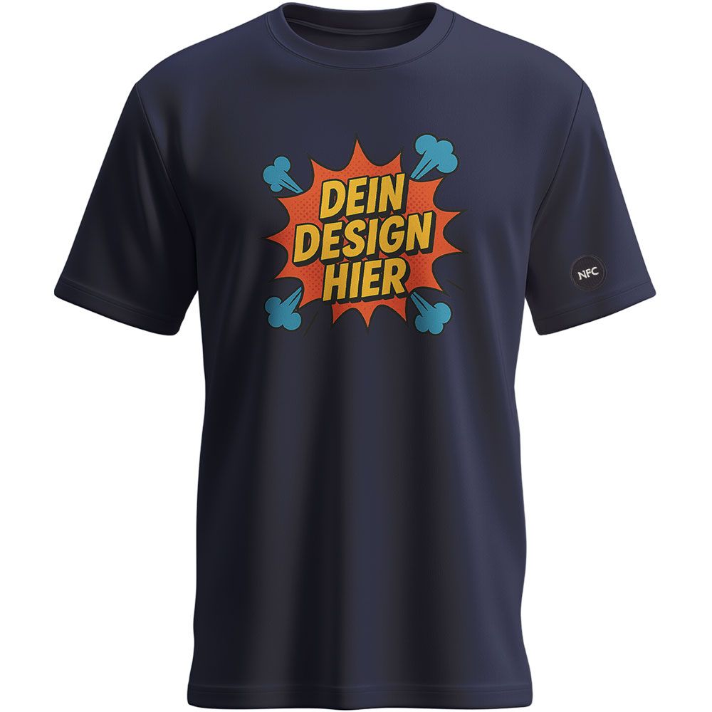 NFC-T-Shirt (Herren) mit Rundhalsausschnitt, Farbe Navy-Blau (Inkl. zwei Druckbereichen vorne und/oder hinten)