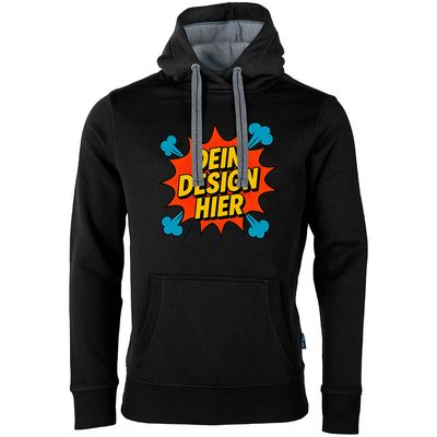 Luxury Hoodie, Farbe Schwarz (Inkl. zwei Druckbereichen vorne und/oder hinten)