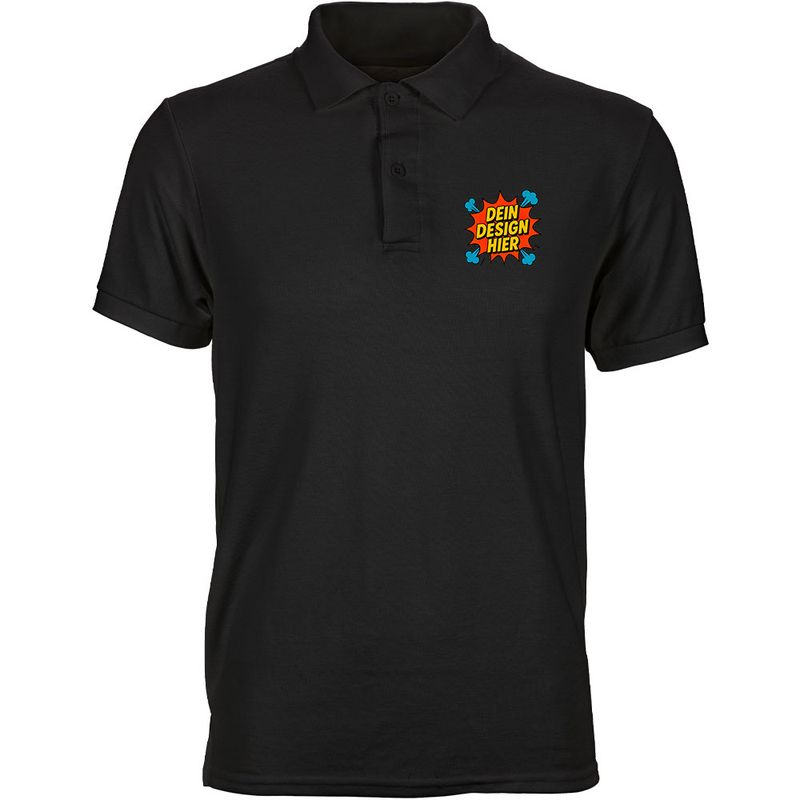 Poloshirt (Unisex), Farbe Schwarz (Inkl. zwei Druckbereichen vorne und/oder hinten)