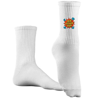 Tennissocken, Farbe Weiß ohne Streifen (Inkl. Druck auf beiden Außenseiten)