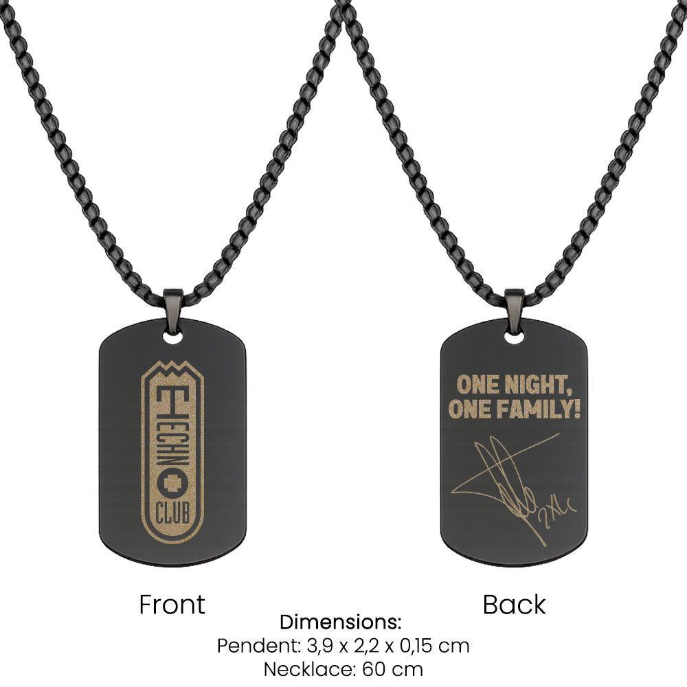 Technoclub Halskette doppelseitig graviert (Dog Tag aus Edelstahl, hochpoliert)