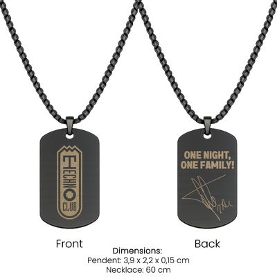 Technoclub Halskette doppelseitig graviert (Dog Tag aus Edelstahl, hochpoliert)