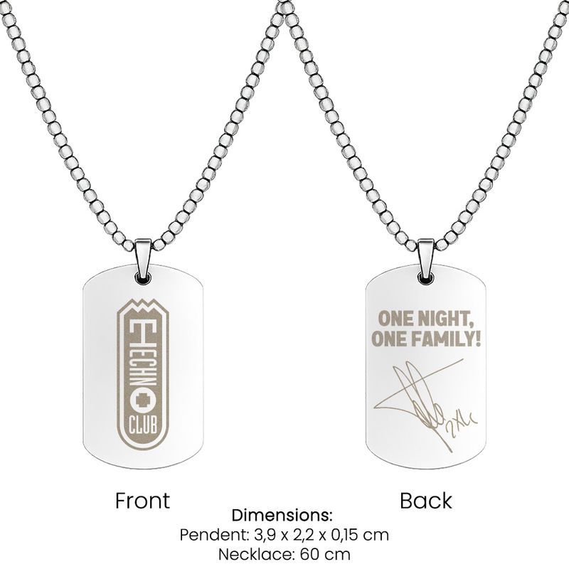 Technoclub Halskette doppelseitig graviert (Dog Tag aus Edelstahl, hochpoliert)