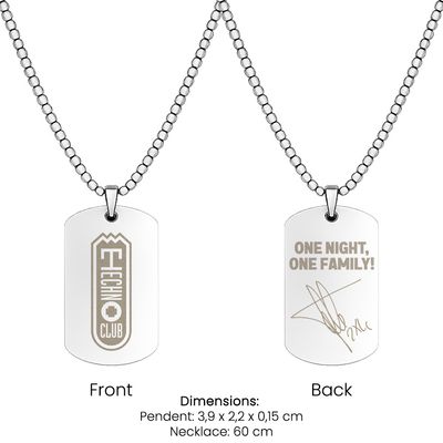 Technoclub Halskette doppelseitig graviert (Dog Tag aus Edelstahl, hochpoliert)
