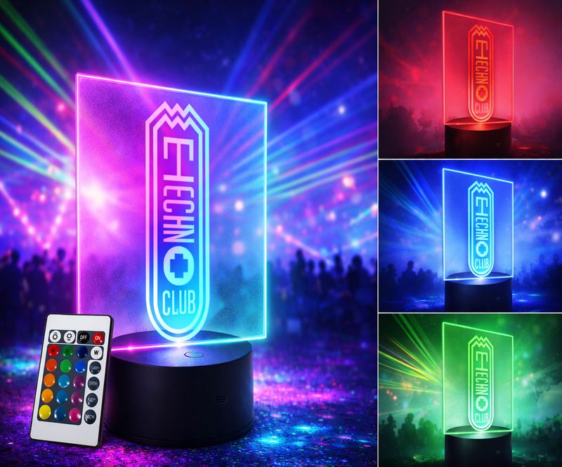 Technoclub Multi-Color-Leuchtschild mit Fernbedienung