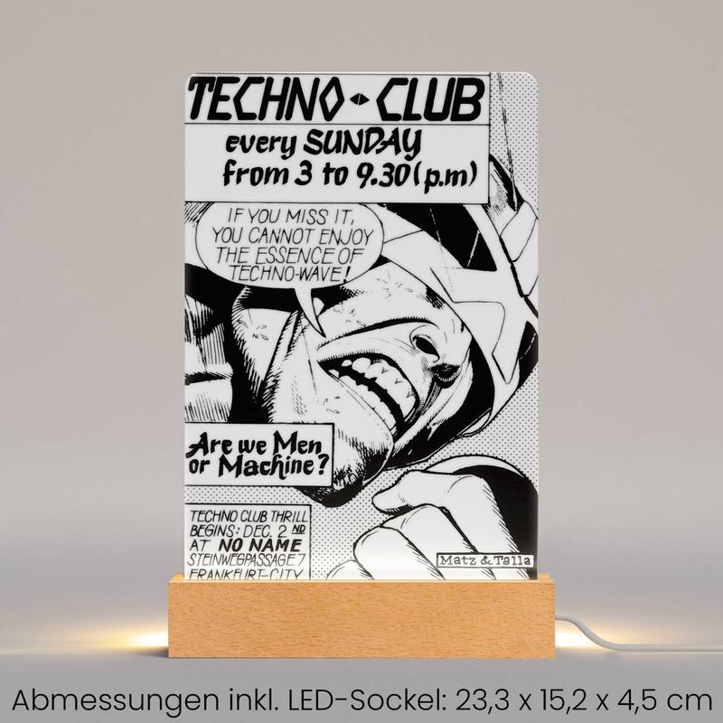 Technoclub "Retro Flyer" Acrylglasbild mit brillantem HD-Druck und LED-Beleuchtung