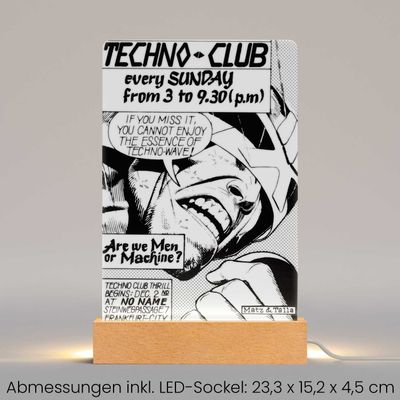 Technoclub "Retro Flyer" Acrylglasbild mit brillantem HD-Druck und LED-Beleuchtung
