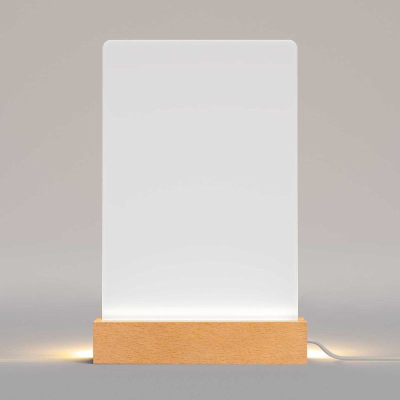 Acrylglas-Aufsteller mit deinem Design (inkl. Holzsockel und LED-Beleuchtung)
