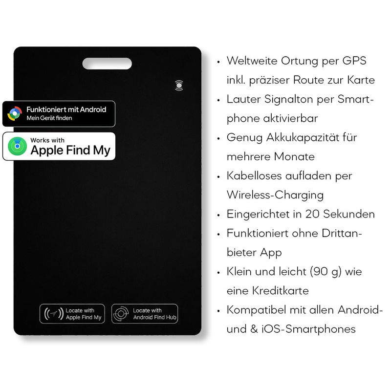 GPS Trackerkarte mit Signalton (kompatibel mit Apple & Android)