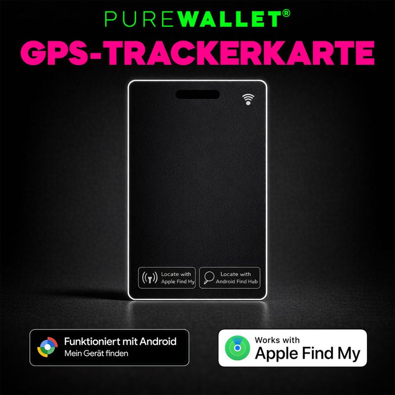 PureWallet® GPS-Trackerkarte, weltweit ortbar, lauter Signalton, eingebauter Akku, kompatibel mit iOS & Android
