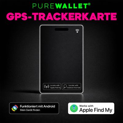 PureWallet® GPS-Trackerkarte, weltweit ortbar, lauter Signalton, eingebauter Akku, kompatibel mit iOS & Android