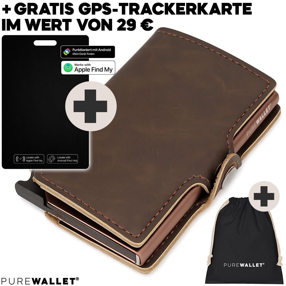 PureWallet® Bundle: Premium Smart-Wallet inkl. Trackerkarte und persönlicher Gravur (Farbe Kaffee) PureWallet® Bundle: Premium Smart-Wallet inkl. Trackerkarte und persönlicher Gravur (Farbe Kaffee)