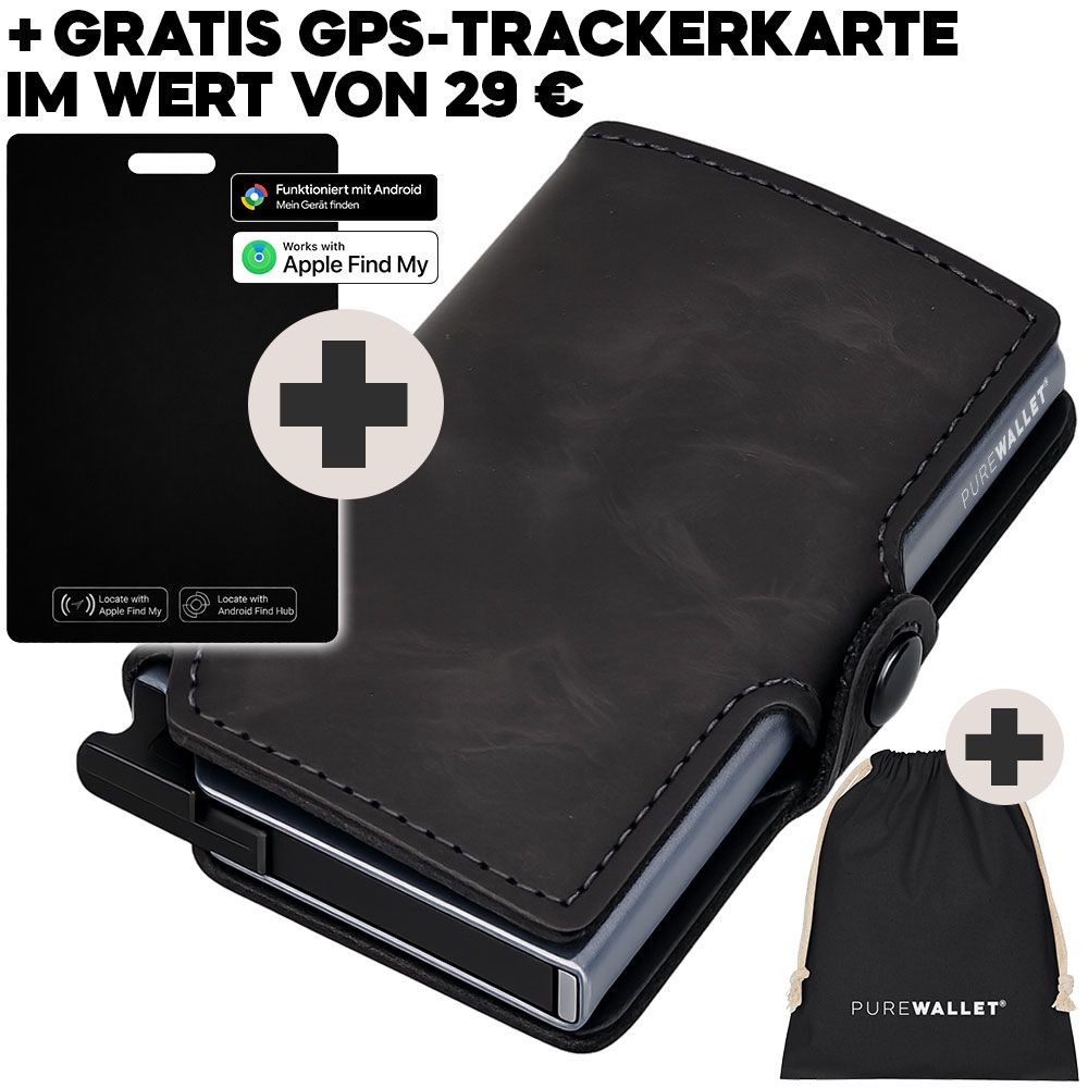 PureWallet® Bundle: Premium Smart-Wallet inkl. Trackerkarte und persönlicher Gravur (Farbe Grau) PureWallet® Bundle: Premium Smart-Wallet inkl. Trackerkarte und persönlicher Gravur (Farbe Grau)