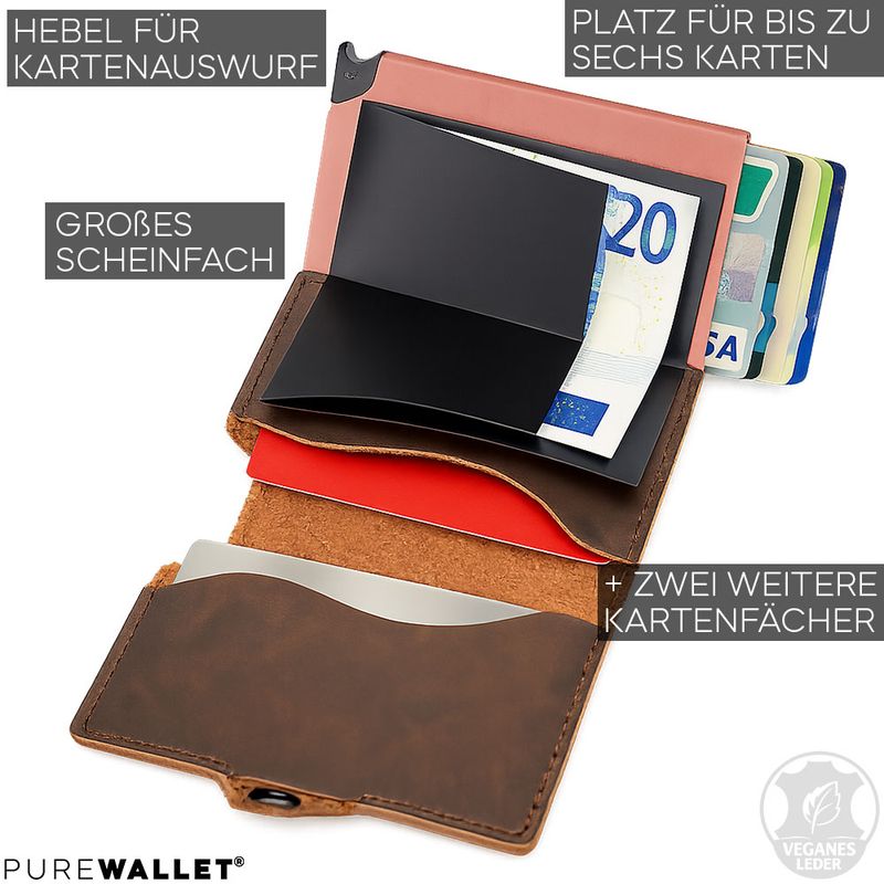 PureWallet® Premium Smart-Wallet (Farbe Kaffee)