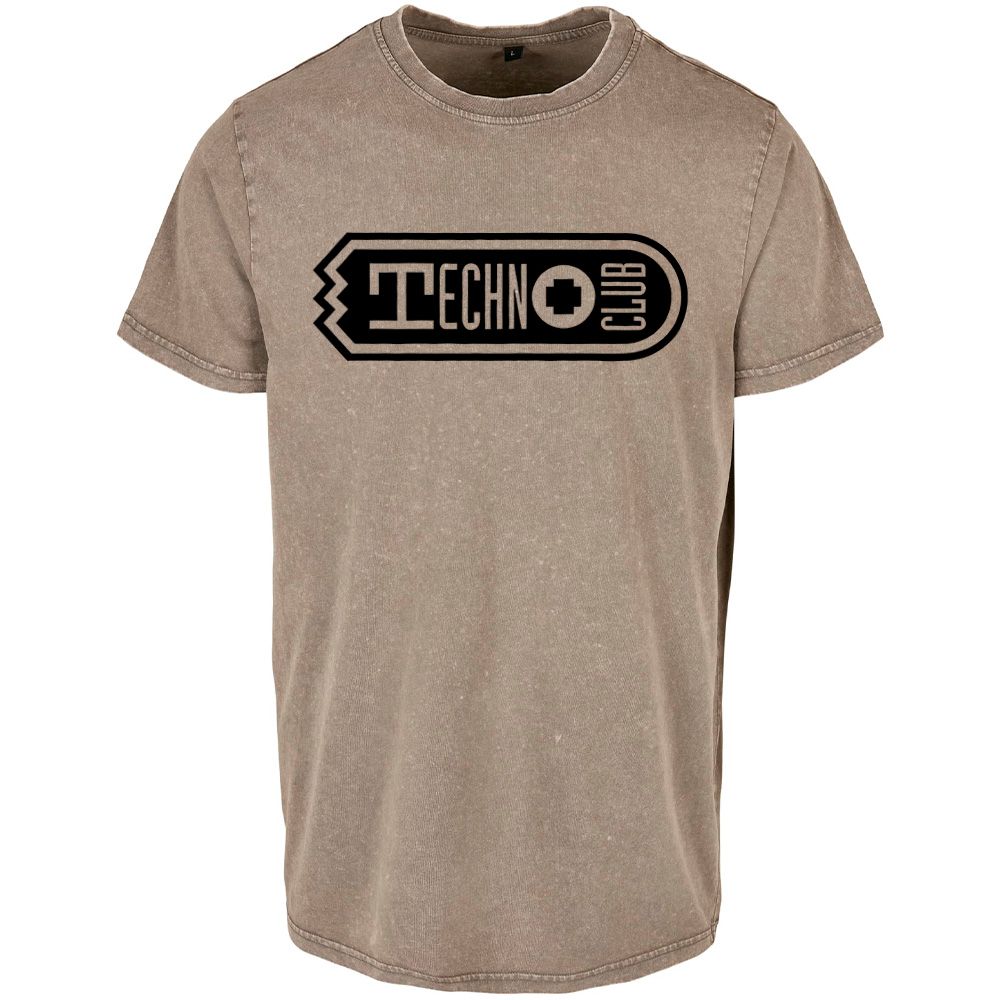 Technoclub "Acid Washed" T-Shirt Dark Khaki / Black (Unisex)