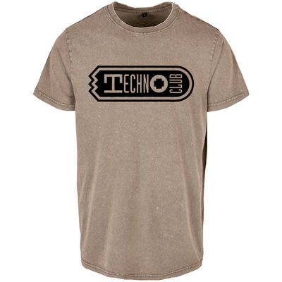 Technoclub Technoclub "Acid Washed" T-Shirt Dark Khaki / Black (Unisex)
